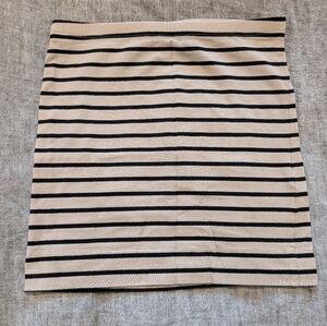 H&M Body Con Mini Tube Skirt Black Tan Striped Size XS